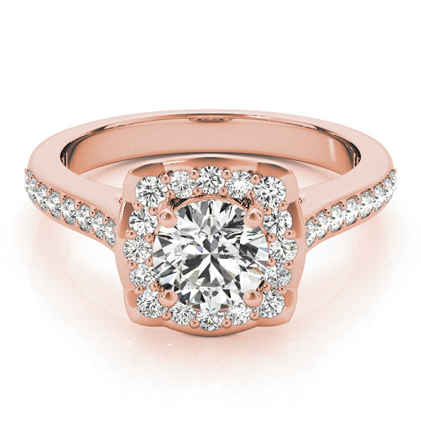 Rose gold Cushion Halo Round Diamond Pave Band with Four-Prong Setting 1