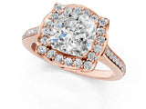 Rose gold Cushion Halo Round Diamond Pave Band with Four-Prong Setting_40