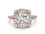 Rose gold Cushion Halo Round Diamond Pave Band with Four-Prong Setting_41