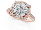 Rose gold Cushion Halo Round Diamond Pave Band with Four-Prong Setting_42