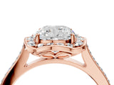 Rose gold Cushion Halo Round Diamond Pave Band with Four-Prong Setting_43