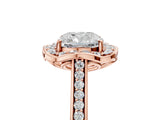 Rose gold Cushion Halo Round Diamond Pave Band with Four-Prong Setting_44