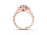 Rose gold Cushion Halo Round Diamond Pave Band with Four-Prong Setting_44