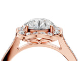 Rose gold Cushion Halo Round Diamond Pave Band with Four-Prong Setting_45