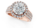 Rose gold Cushion Halo Round Diamond Pave Band with Prong Setting 1