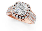 Rose gold Cushion Halo Round Diamond Pave Band with Prong Setting 1