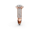 Rose gold Cushion Halo Round Diamond Pave Band with Prong Setting 2