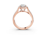 Rose gold Cushion Halo Round Diamond Pave Band with Prong Setting 3