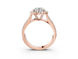 Rose gold Cushion Halo Round Diamond Pave Band with Prong Setting 3