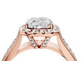 Rose gold Cushion Halo Round Diamond Pave Band with Prong Setting 4