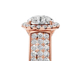 Rose gold Cushion Halo Round Diamond Pave Band with Prong Setting 5