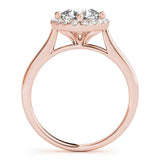 Rose gold Cushion Halo Round Diamond Solitaire Engagement Ring with Pave Band and Four-Prong Setting 2