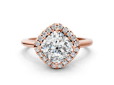 Rose gold Cushion Halo Round Diamond Solitaire Engagement Ring with Pave Band and Four-Prong Setting_26