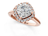 Rose gold Cushion Halo Round Diamond Solitaire Engagement Ring with Pave Band and Four-Prong Setting_27