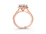 Rose gold Cushion Halo Round Diamond Solitaire Engagement Ring with Pave Band and Four-Prong Setting_29