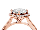 Rose gold Cushion Halo Round Diamond Solitaire Engagement Ring with Pave Band and Four-Prong Setting_30