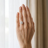 Rose gold Cushion Halo Round Diamond Solitaire Ring with Pavé Band and Four-Prong Setting_13