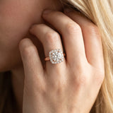 Rose gold Cushion Halo Round Diamond Solitaire Ring with Pavé Band and Four-Prong Setting_15