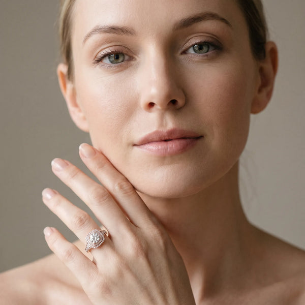 Rose gold Cushion Halo Round Diamond Split Shank Prong Setting Ring