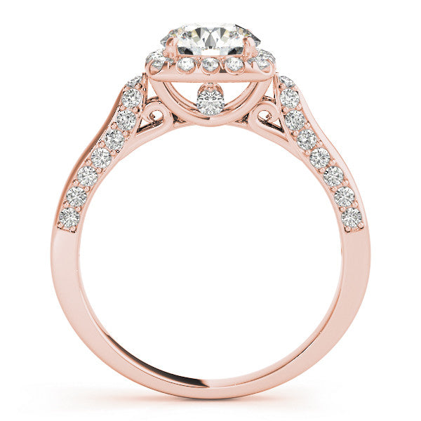 Rose gold Cushion Halo Round Diamond Twist Band with Four-Prong Setting 2