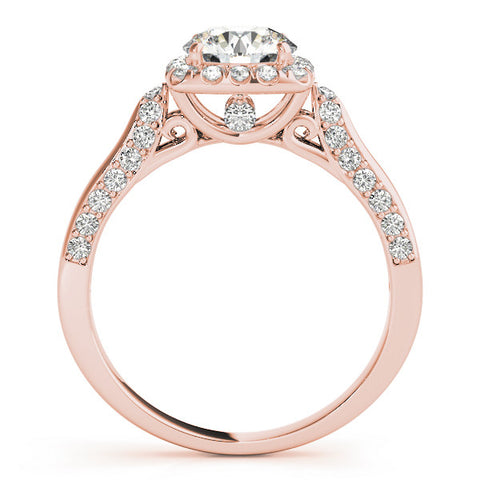 Rose gold Cushion Halo Round Diamond Twist Band with Four-Prong Setting 2