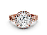 Rose gold Cushion Halo Round Diamond Twist Band with Four-Prong Setting_18