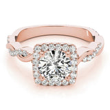 Rose gold Cushion Halo Round Diamond Twisted Band with Four-Prong Setting 1