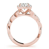 Rose gold Cushion Halo Round Diamond Twisted Band with Four-Prong Setting 2