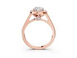 Rose gold Cushion Halo Solitaire Diamond Ring with Pave Band and Bezel Setting_52