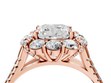 Rose gold Cushion Halo Split Shank Diamond Engagement Ring with Pave Band and Four-Prong Setting_56