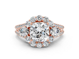 Rose gold Cushion Halo Split Shank Diamond Engagement Ring with Prong Setting_20