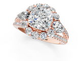Rose gold Cushion Halo Split Shank Diamond Engagement Ring with Prong Setting_21