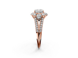 Rose gold Cushion Halo Split Shank Diamond Engagement Ring with Prong Setting_22