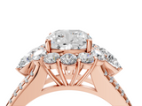 Rose gold Cushion Halo Split Shank Diamond Engagement Ring with Prong Setting_24