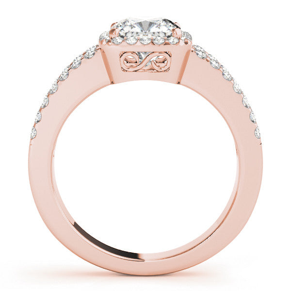 Rose gold Cushion Halo Split Shank Diamond Ring with Four-Prong Setting 2