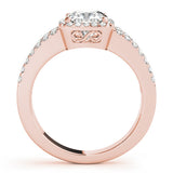 Rose gold Cushion Halo Split Shank Diamond Ring with Four-Prong Setting 2