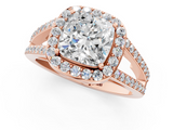 Rose gold Cushion Halo Split Shank Diamond Ring with Four-Prong Setting_37