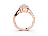 Rose gold Cushion Halo Split Shank Diamond Ring with Four-Prong Setting_39