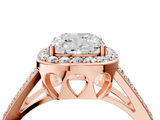 Rose gold Cushion Halo Split Shank Diamond Ring with Four-Prong Setting_40