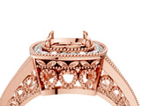 Rose gold Cushion Halo Split Shank Diamond Ring with Milgrain Prong Setting_10