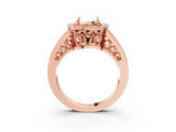 Rose gold Cushion Halo Split Shank Diamond Ring with Milgrain Prong Setting_9