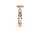 Rose gold Cushion Halo Split Shank Diamond Ring with Pavé Setting_28