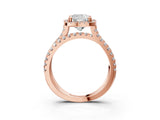 Rose gold Cushion Halo Split Shank Diamond Ring with Pavé Setting_29