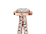 Rose gold Cushion Halo Split Shank Diamond Ring with Pavé Setting_31