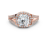 Rose gold Cushion Halo Split Shank Diamond Ring with Prong Setting_20