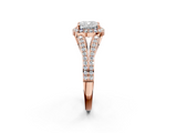 Rose gold Cushion Halo Split Shank Diamond Ring with Prong Setting_22