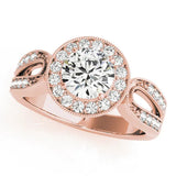 Rose gold Cushion Halo Split Shank Milgrain Diamond Ring 1