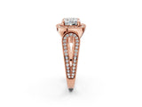 Rose gold Cushion Halo Split Shank Milgrain Diamond Ring_20