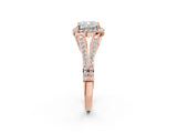 Rose gold Cushion Halo Split Shank Pave Diamond Ring with Four-Prong Setting_51