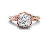 Rose gold Cushion Halo Split Shank Pave Diamond Ring with Petal Prong Setting_27
